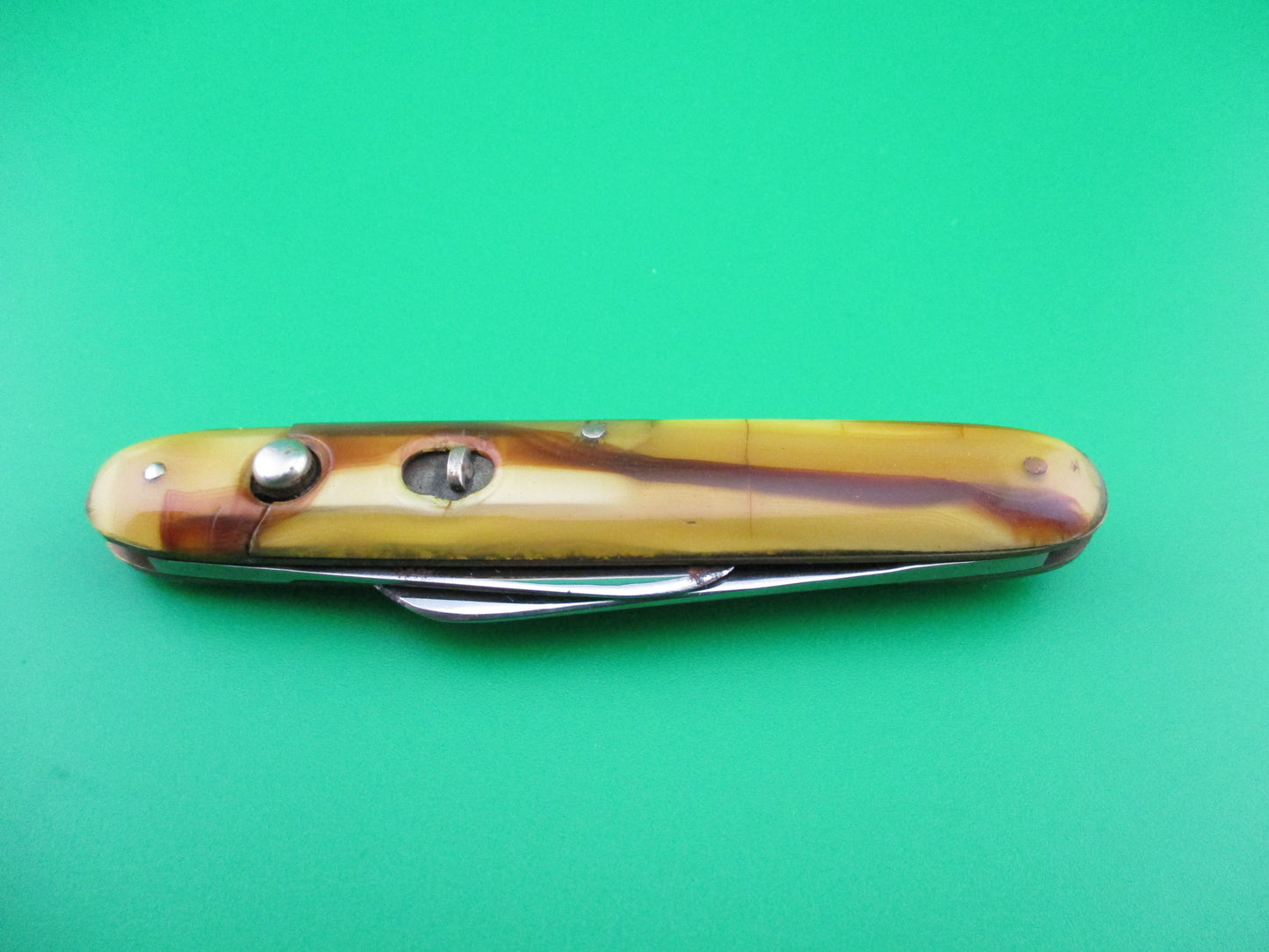 Schrade Cut Co Medium double Butter & Molasses celluloid automatic knife