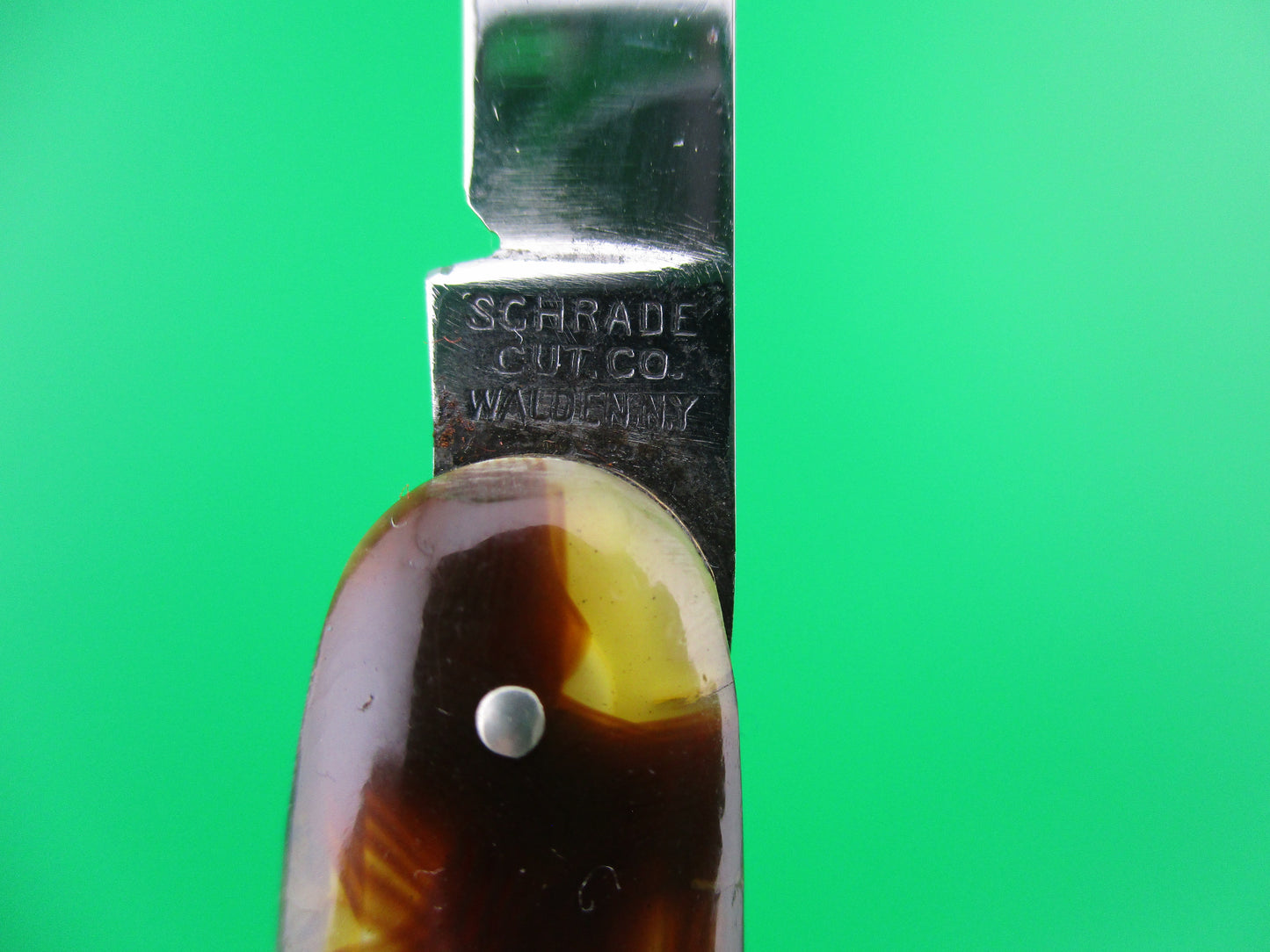 Schrade Cut Co Medium double Butter & Molasses celluloid automatic knife