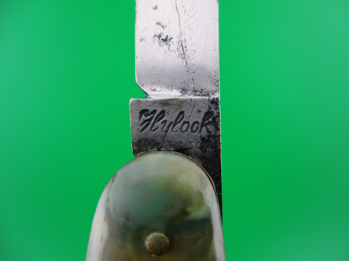 Flylock Knife Co Letter Opener Green Cream mottled American Jacket automatic knife