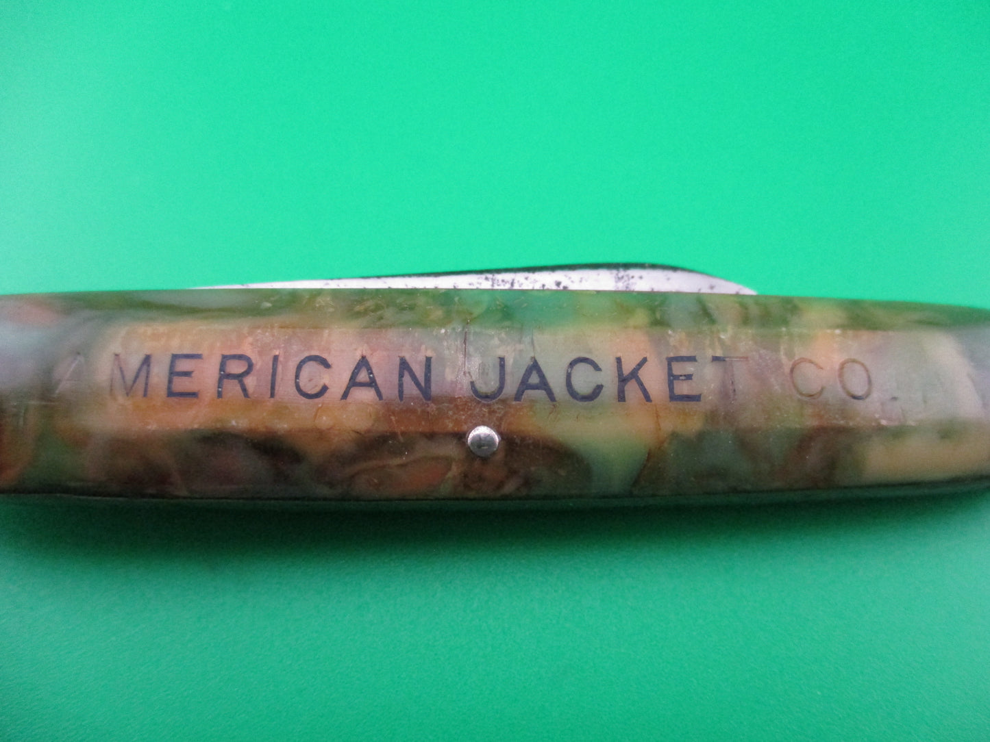 Flylock Knife Co Letter Opener Green Cream mottled American Jacket automatic knife