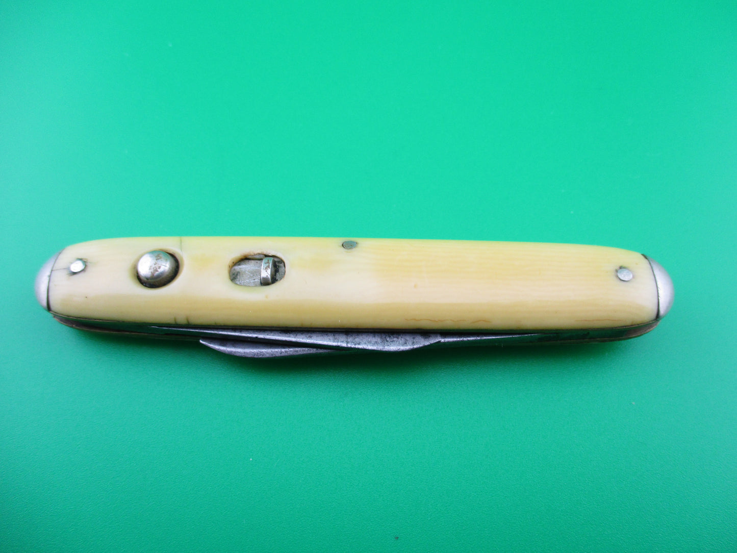 NORVELL SHAPLEIGH Medium Double Ivory cell tip bolsters switchblade knife