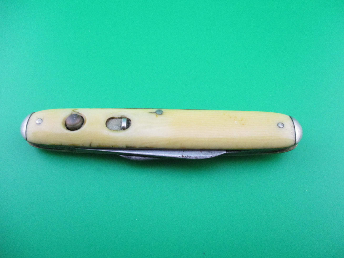 NORVELL SHAPLEIGH Medium Double Ivory cell tip bolsters switchblade knife