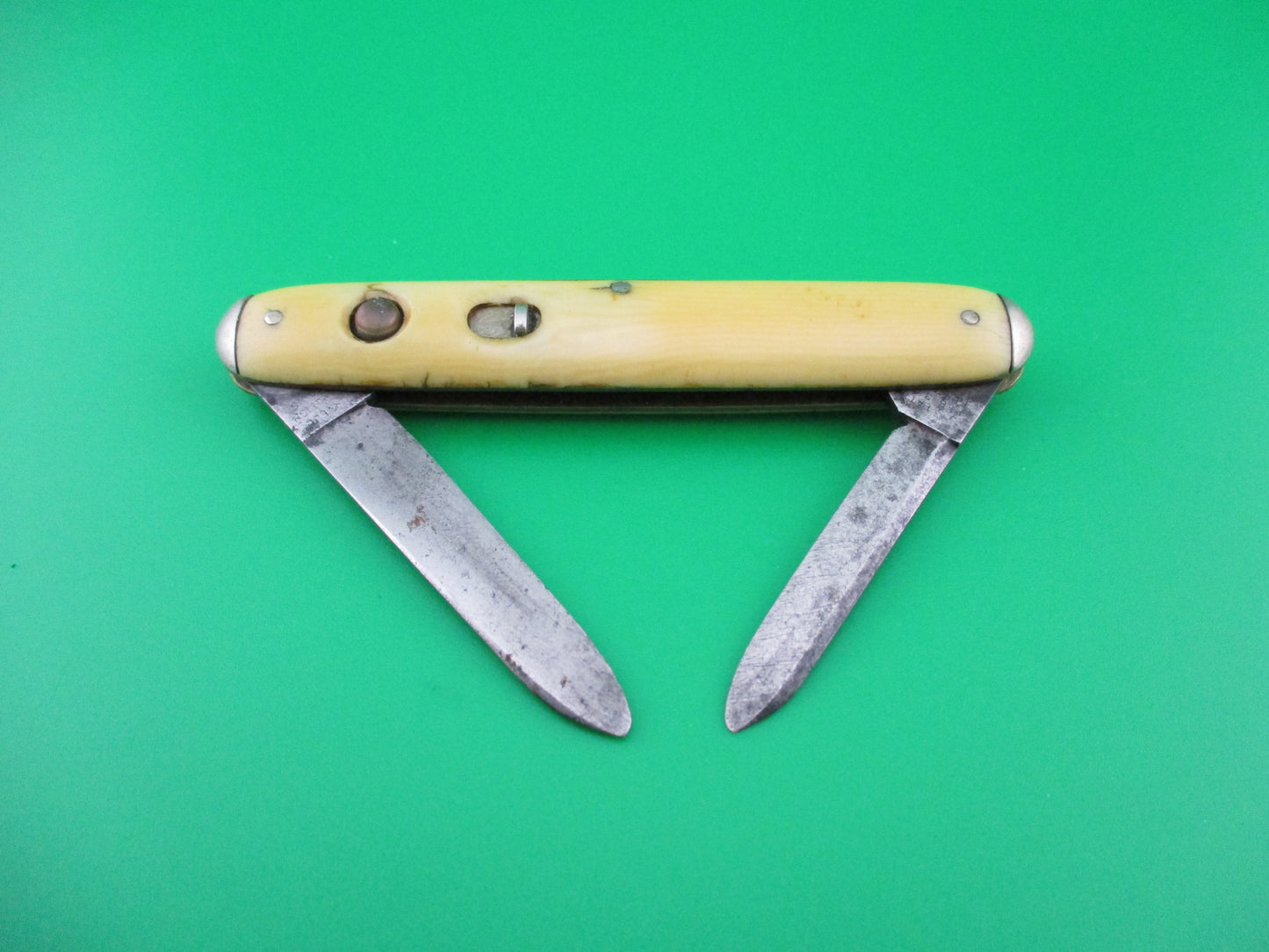 NORVELL SHAPLEIGH Medium Double Ivory cell tip bolsters switchblade knife