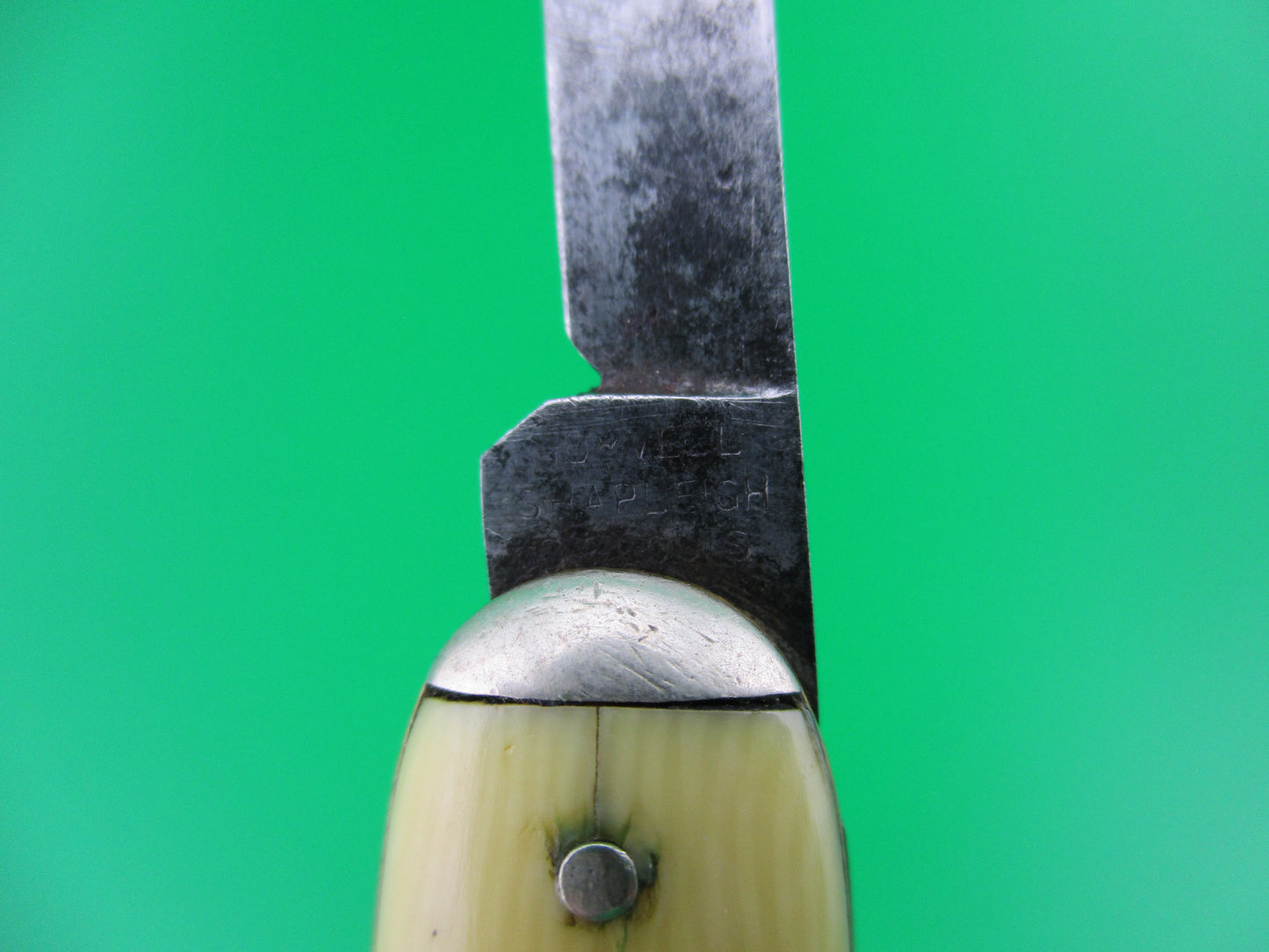 NORVELL SHAPLEIGH Medium Double Ivory cell tip bolsters switchblade knife