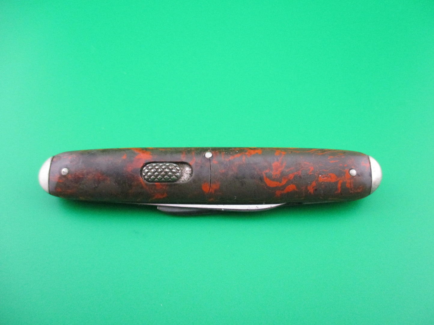 Flylock Double Olive Orange celluloid vintage automatic knife