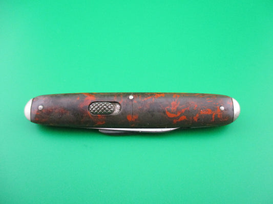 Flylock Double Olive Orange celluloid vintage automatic knife