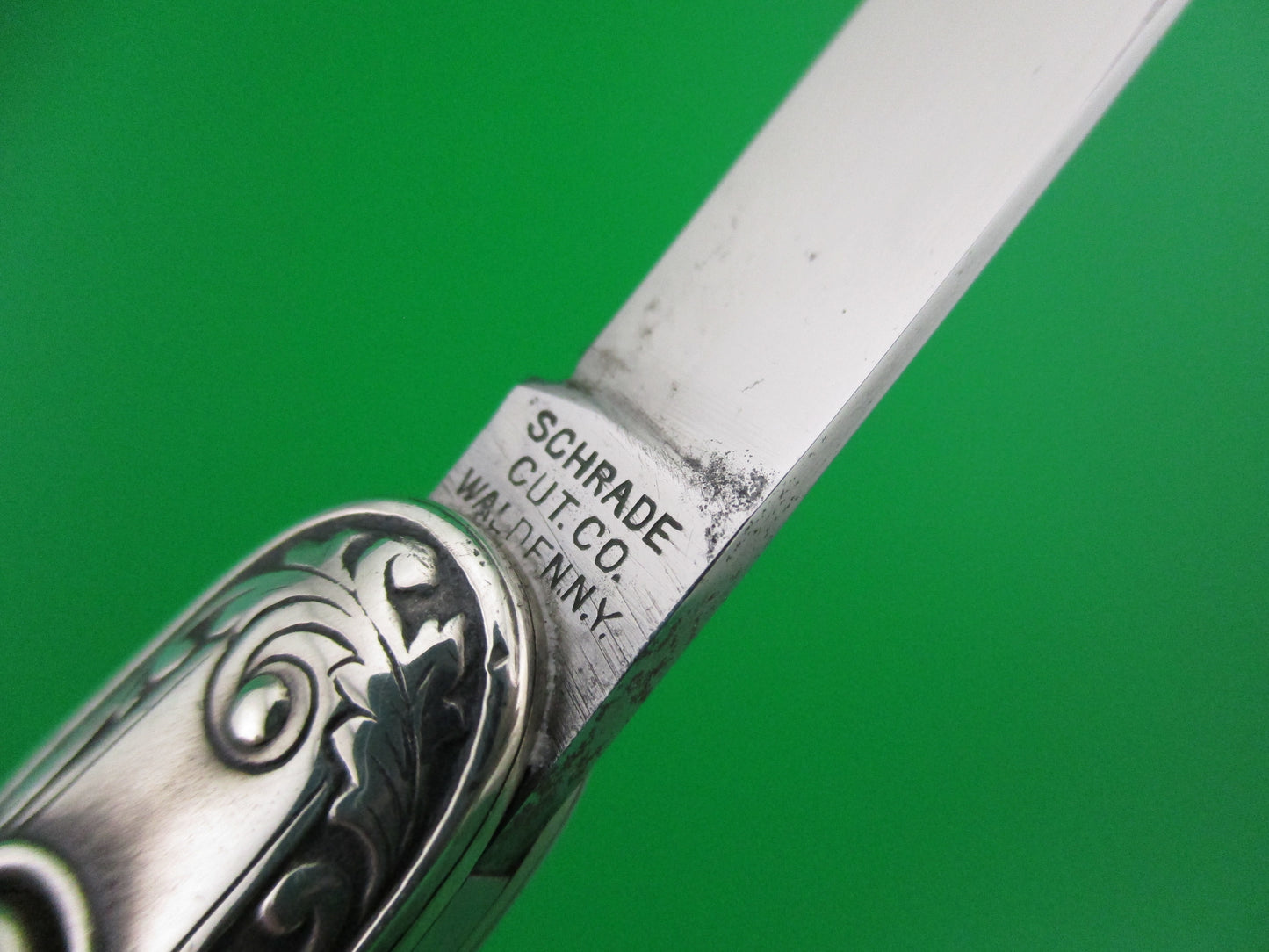 Schrade Cut Co Medium double Sterling Silver Deluxe automatic knife