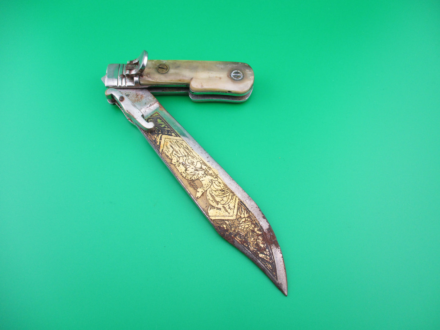 TOLEDO Spain 24cm Pig sticker extender lever knife w sheath