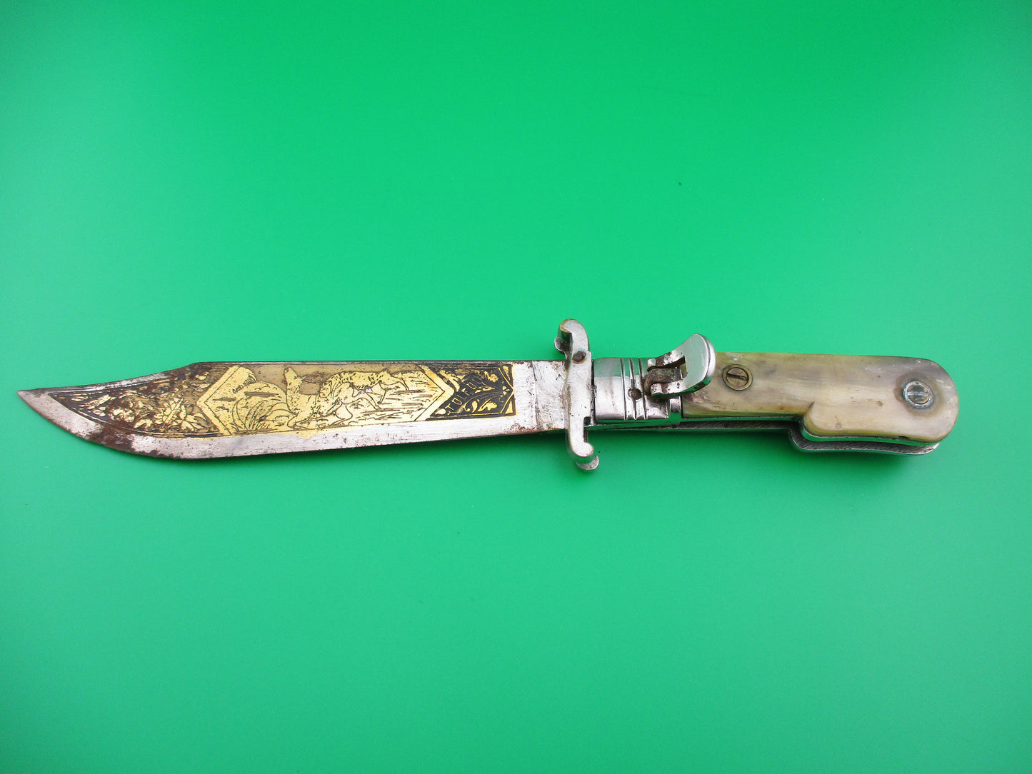 TOLEDO Spain 24cm Pig sticker extender lever knife w sheath