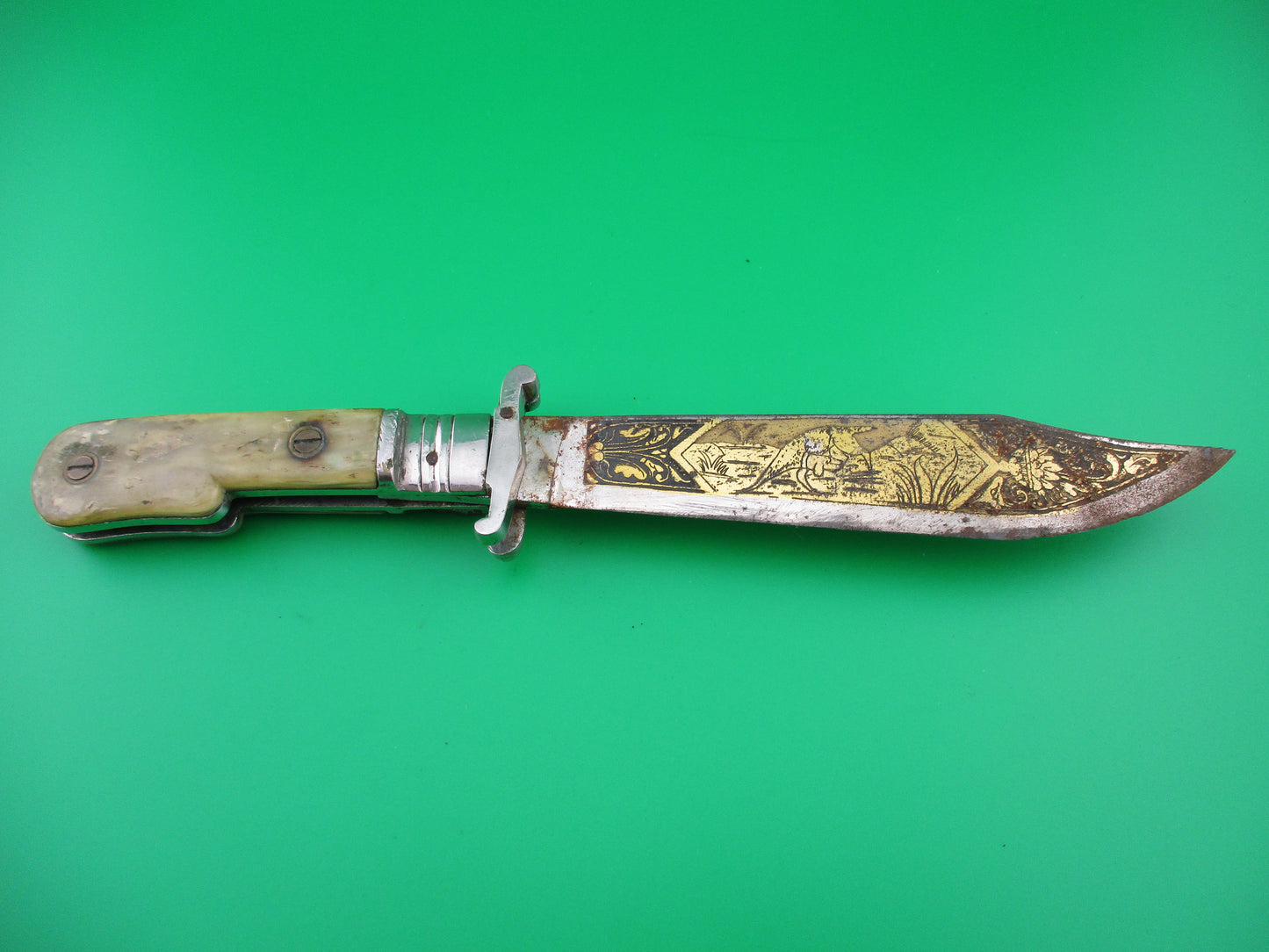 TOLEDO Spain 24cm Pig sticker extender lever knife w sheath