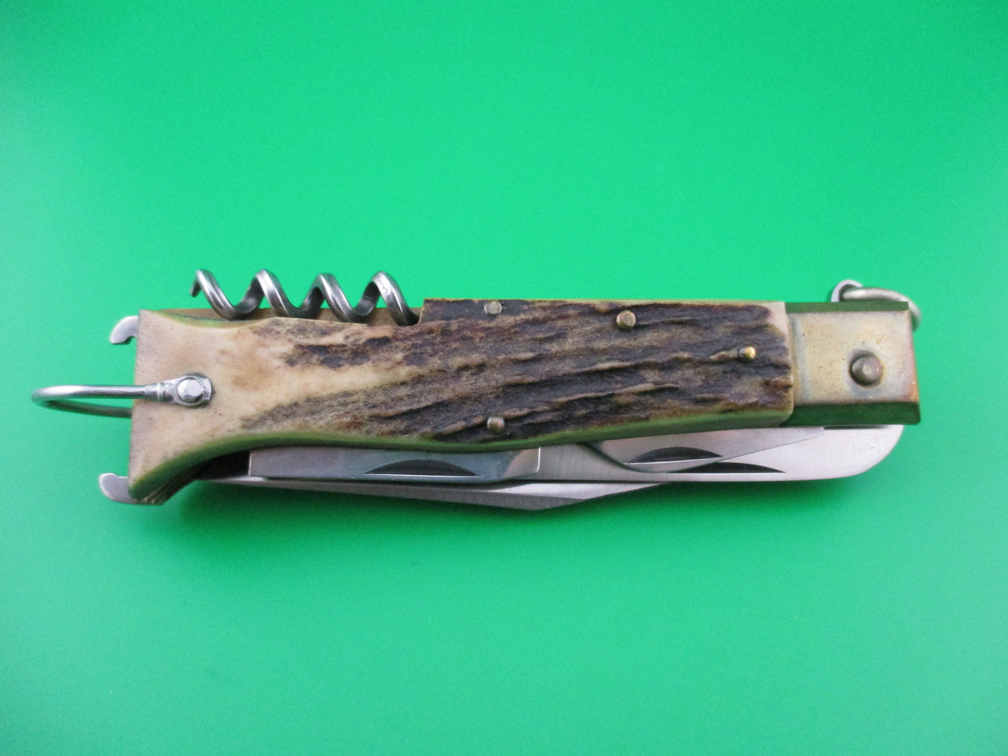 Jaguar INOX 28cm Italian 4 blade Shell puller STAG Ring pull switchblade camper knife