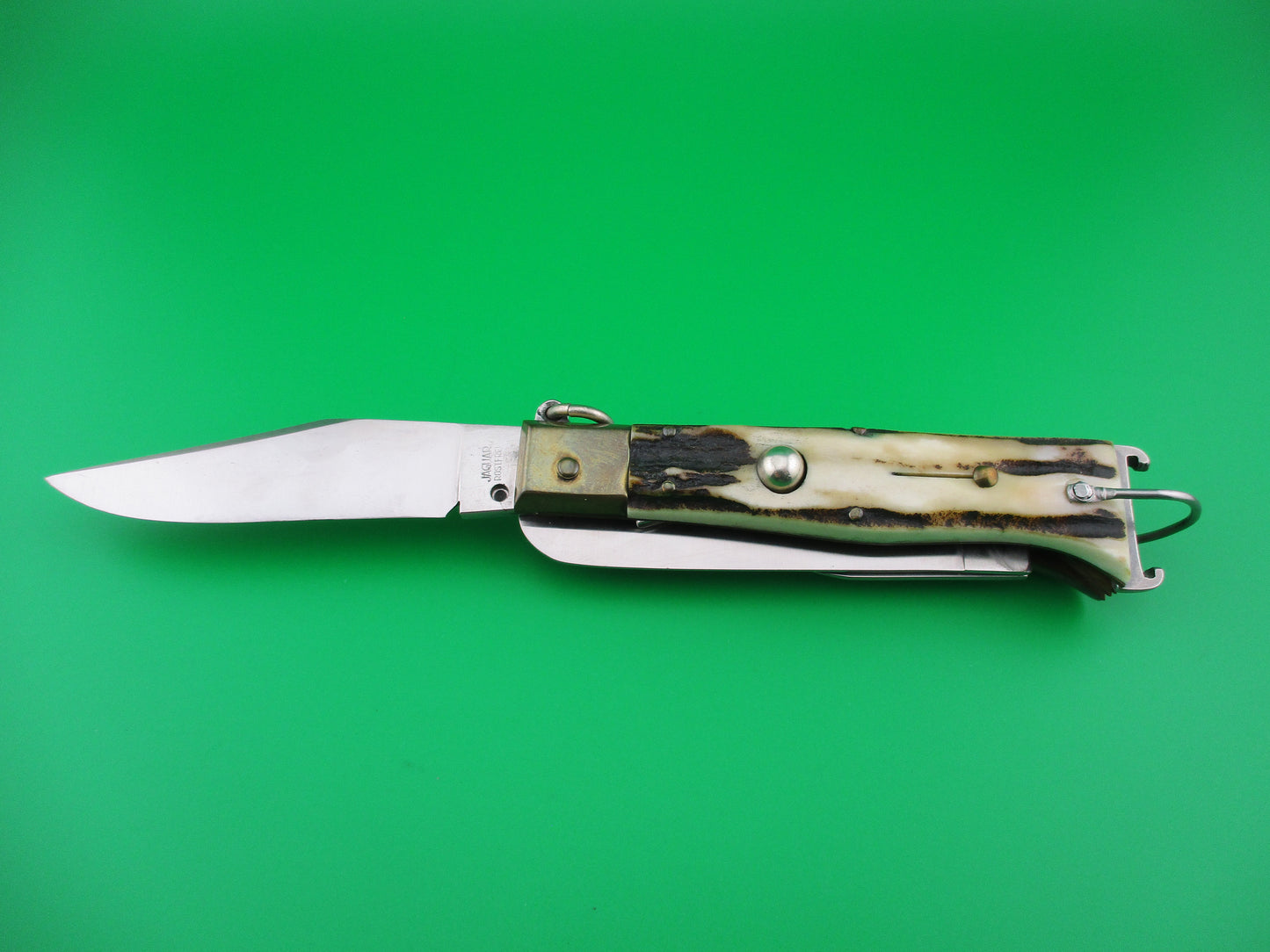 Jaguar INOX 28cm Italian 4 blade Shell puller STAG Ring pull switchblade camper knife