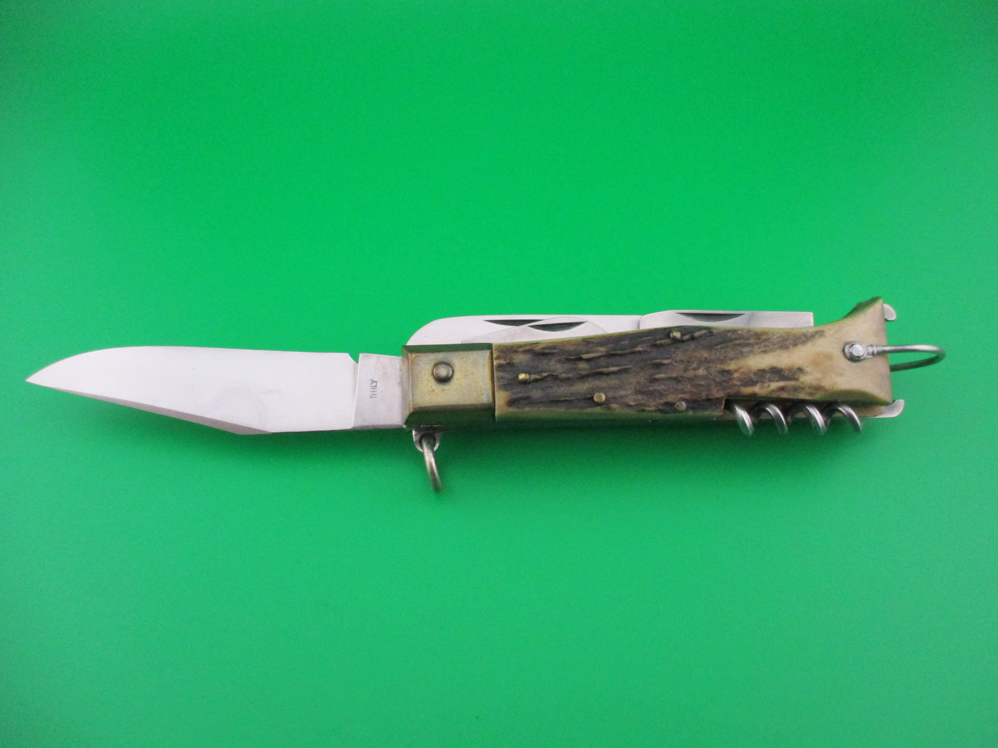 Jaguar INOX 28cm Italian 4 blade Shell puller STAG Ring pull switchblade camper knife