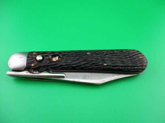 Schrade Walden pattern 153 Hunters Pride Folding guard switchblade knife etch
