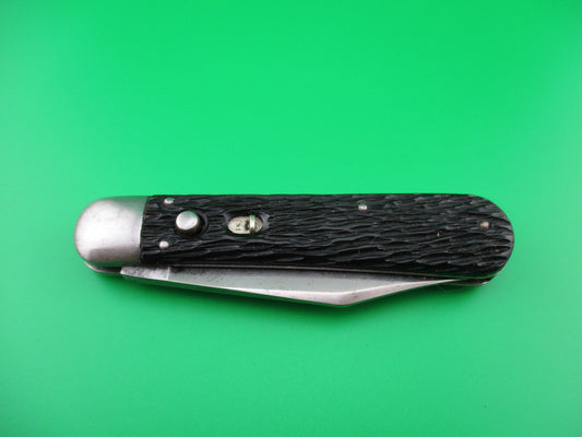 z Schrade Cut Co 1554 3/4 Scout Vintage black jigged automatic knife