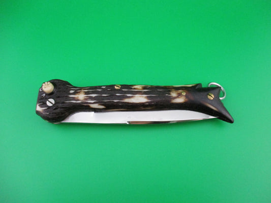 Brevette SMASH INOX 25cm French Faux stag hoof automatic knife button safety