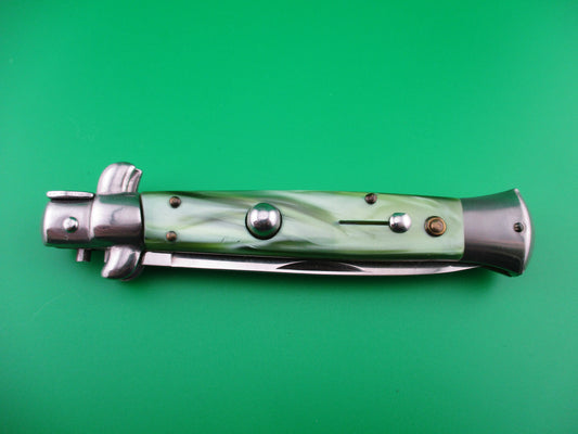 ITALY STAINLESS 22cm Italian Stiletto Green pearlex automatic kit knife