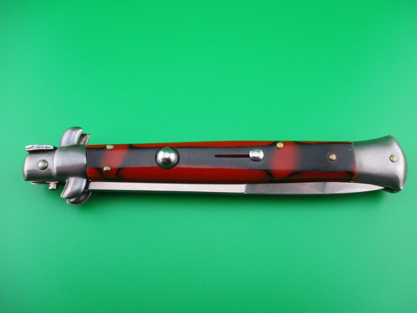 ITALY STAINLESS 28cm Italian Swivel bolster automatic knife Red & Black