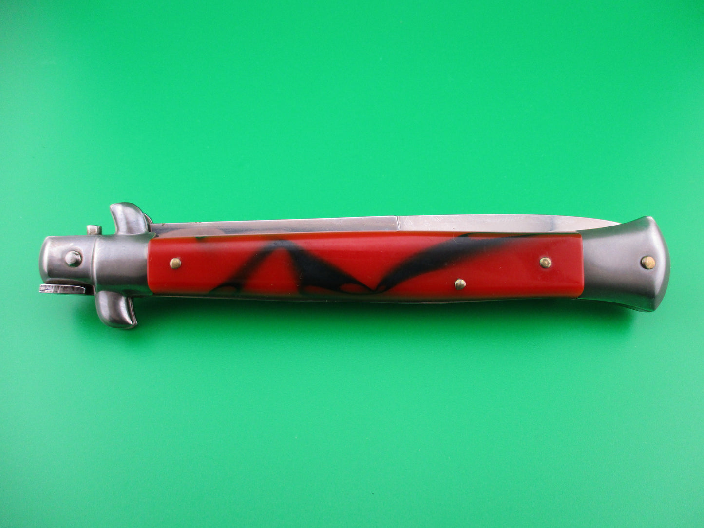 ITALY STAINLESS 28cm Italian Swivel bolster automatic knife Red & Black