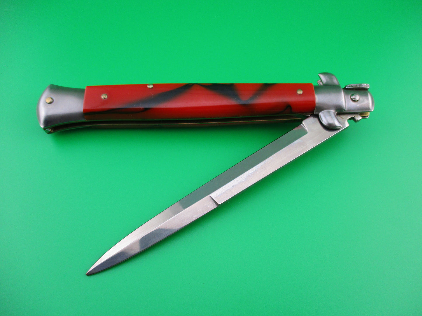 ITALY STAINLESS 28cm Italian Swivel bolster automatic knife Red & Black