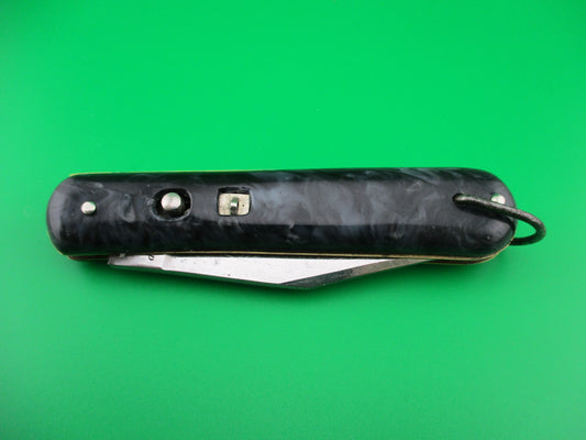 COLONIAL SHUR-SNAP Fatjack Black & Gray swirl vintage 1950s switchblade knife