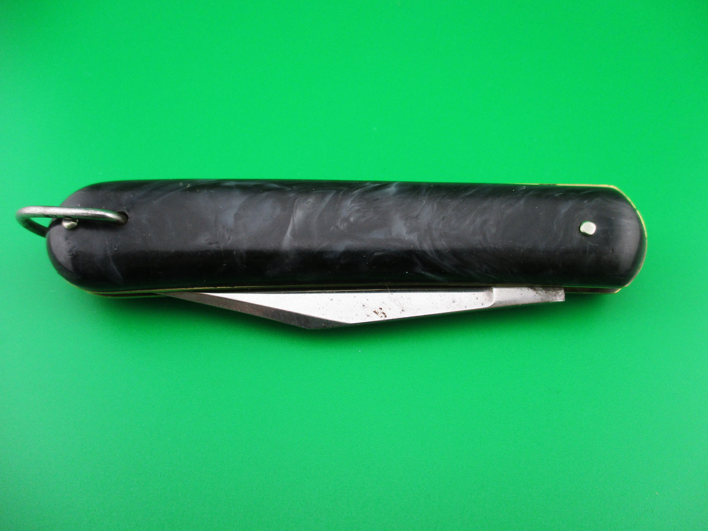 COLONIAL SHUR-SNAP Fatjack Black & Gray swirl vintage 1950s switchblade knife