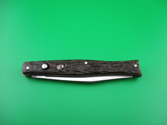 PRESTO Fishtail Jigged Bone scales Vintage switchblade knife