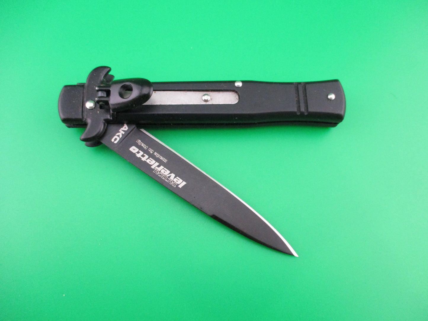 AKC 20cm TACTICAL leverletto Bill Deshivs Italian lever Black automatic knife