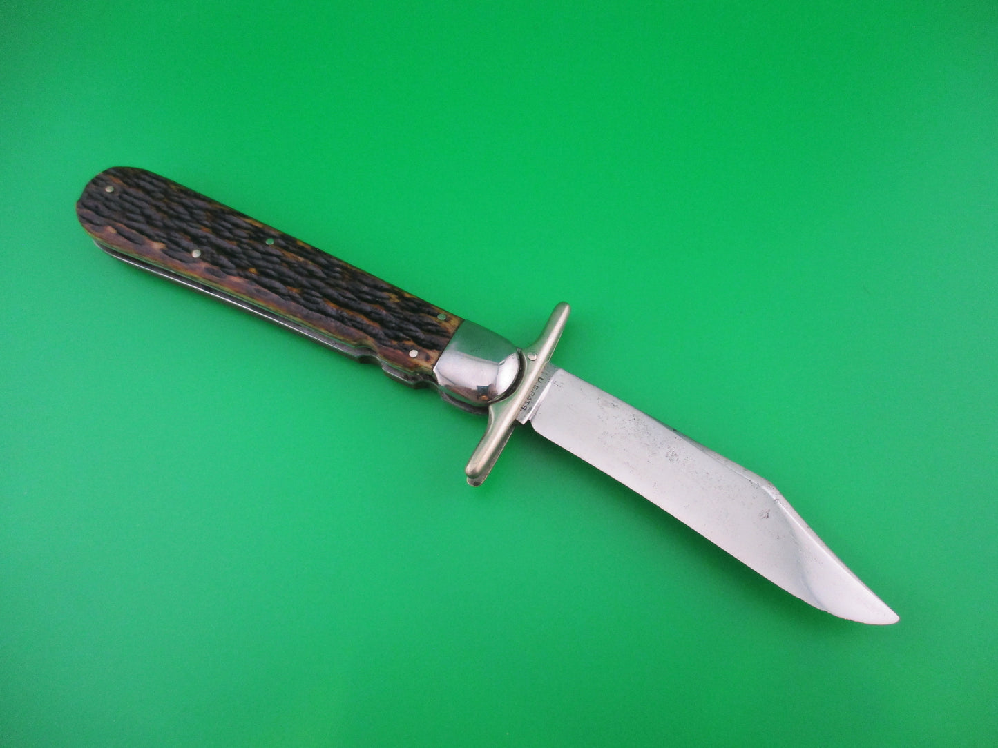 Schrade Cut Co Hunters Pride # G1543 3/4 bone Folding guard switchblade knife