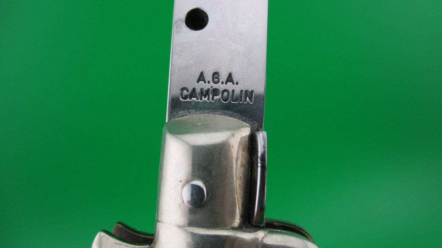 AGA CAMPOLIN 33cm Picklock Stiletto Brown streaked horn NOS automatic knife