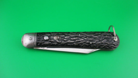 Presto Paratrooper style Hunter Black Metal switchblade with lanyard