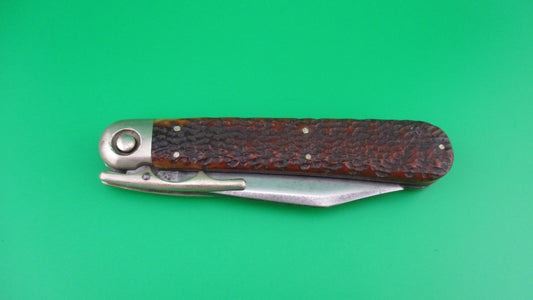 Press Button Knife Co VICTOR picked bone antique switchblade knife