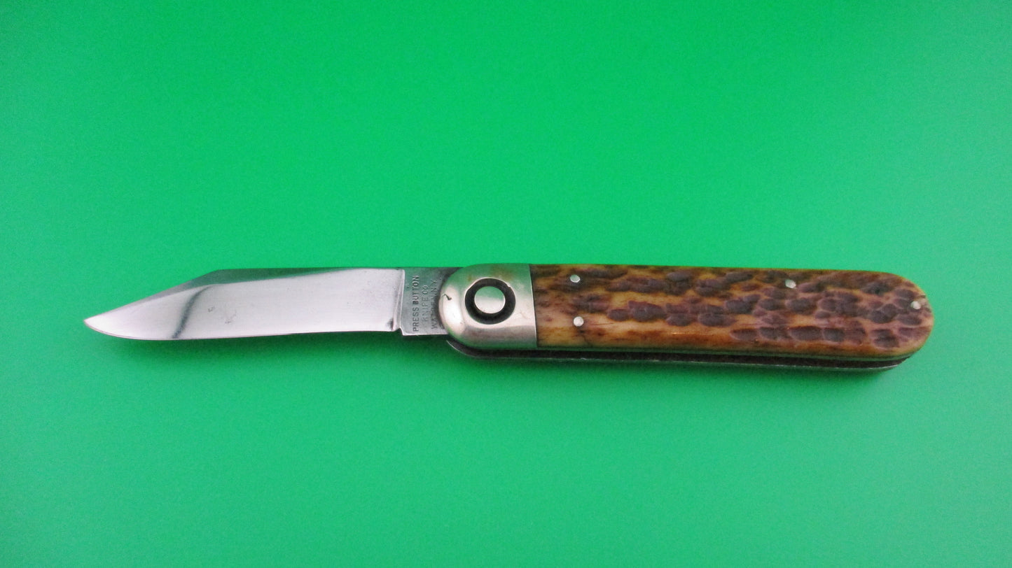 z Press Button Knife Co Business Clip blade picked bone switchblade knife