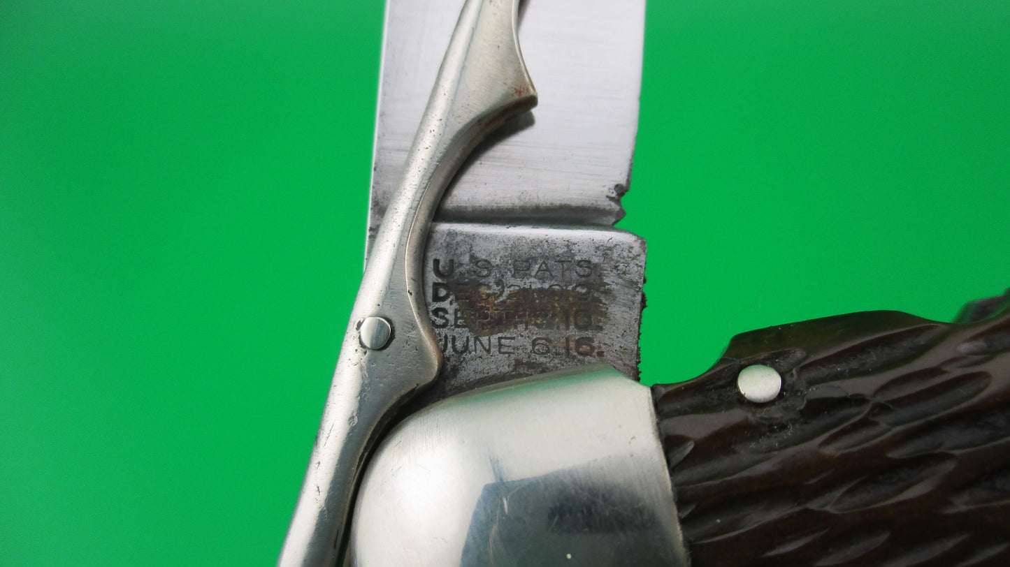 SHAPLEIGH HDW CO Hunter's Pride Bone Vintage automatic knife