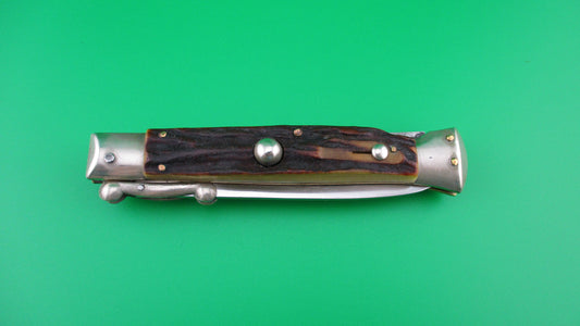 Rostfrei (slant) 21cm Italian Swing Guard Stag automatic knife