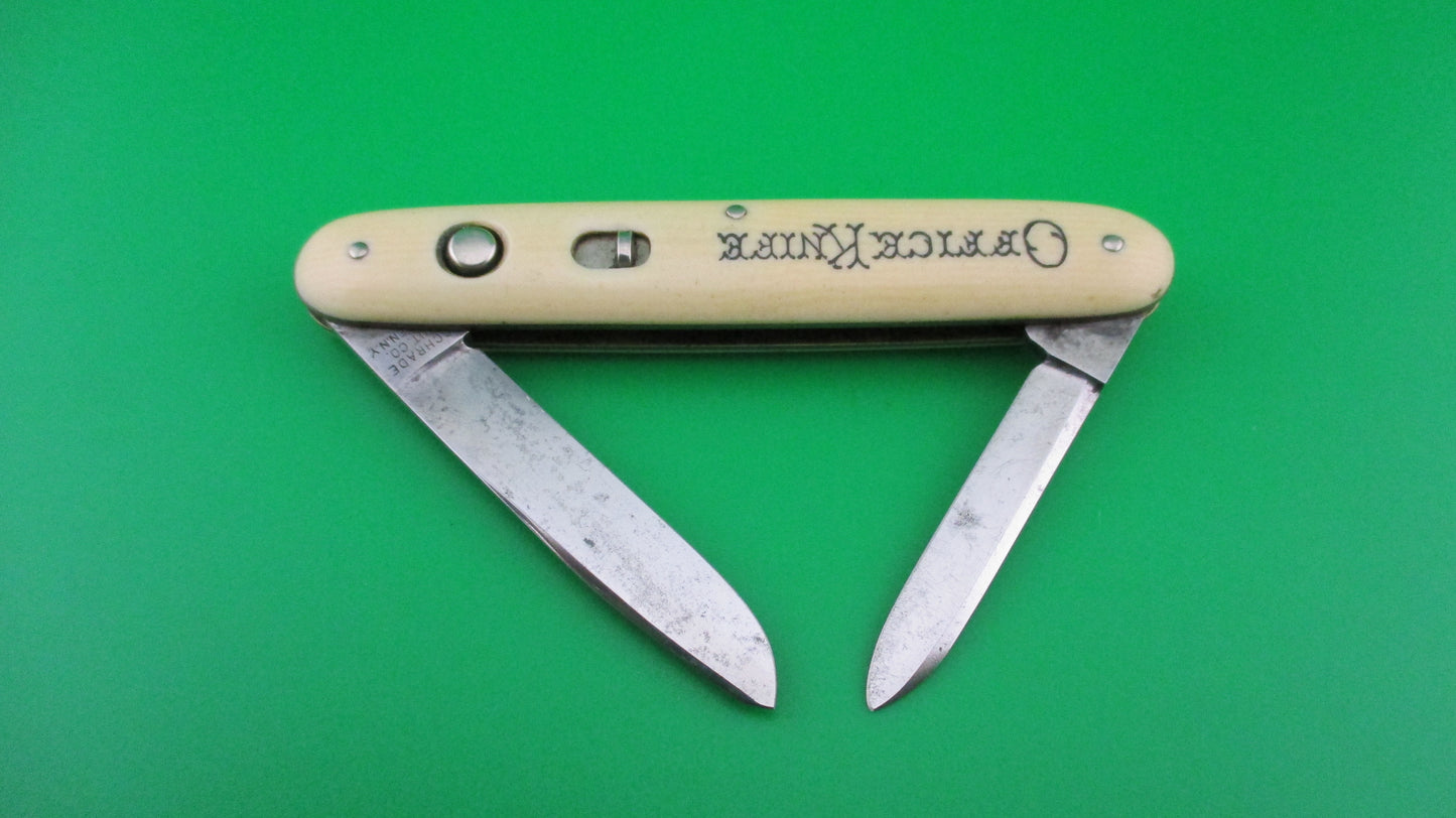 SCHRADE CUT CO medium double OFFICE KNIFE Spey blade vintage switchblade