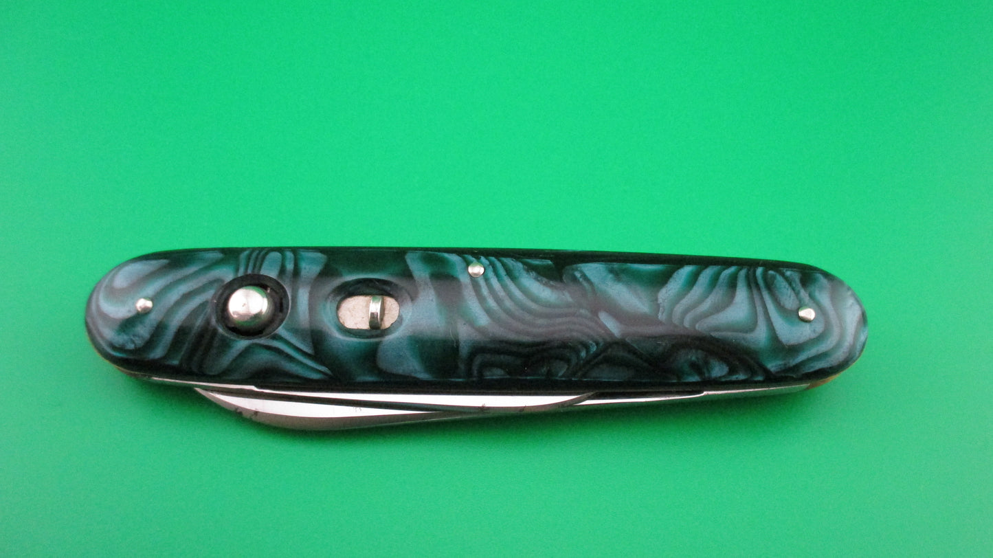 SCHRADE WALDEN Large double Green Pearl Waterfall cell vintage switchblade knife