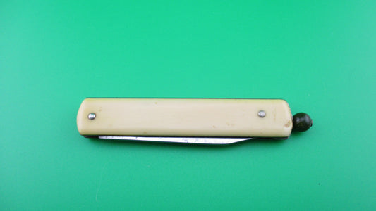 G SCHRADE arched Pullball Cream scales Green ball vintage automatic knife