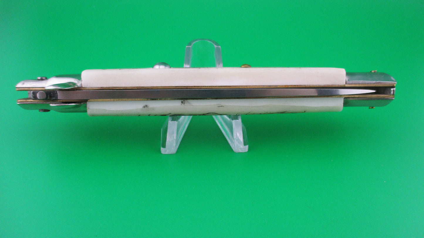 J INOX 28cm Italian Swivel bolster Scrimshaw Koi Fish automatic knife OSK MULAS