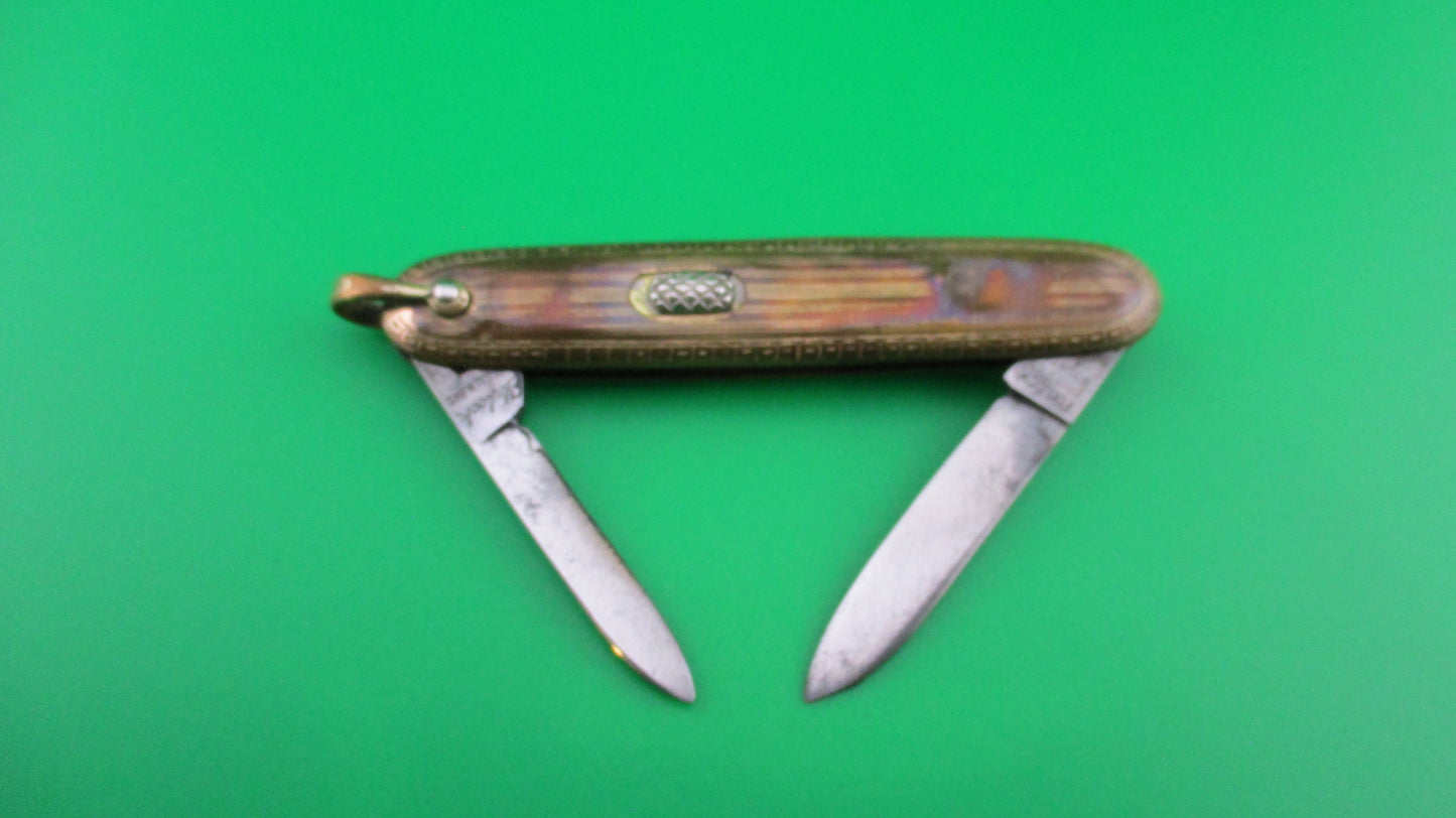 Flylock Small Gold double switchblade vintage knife w/shackle