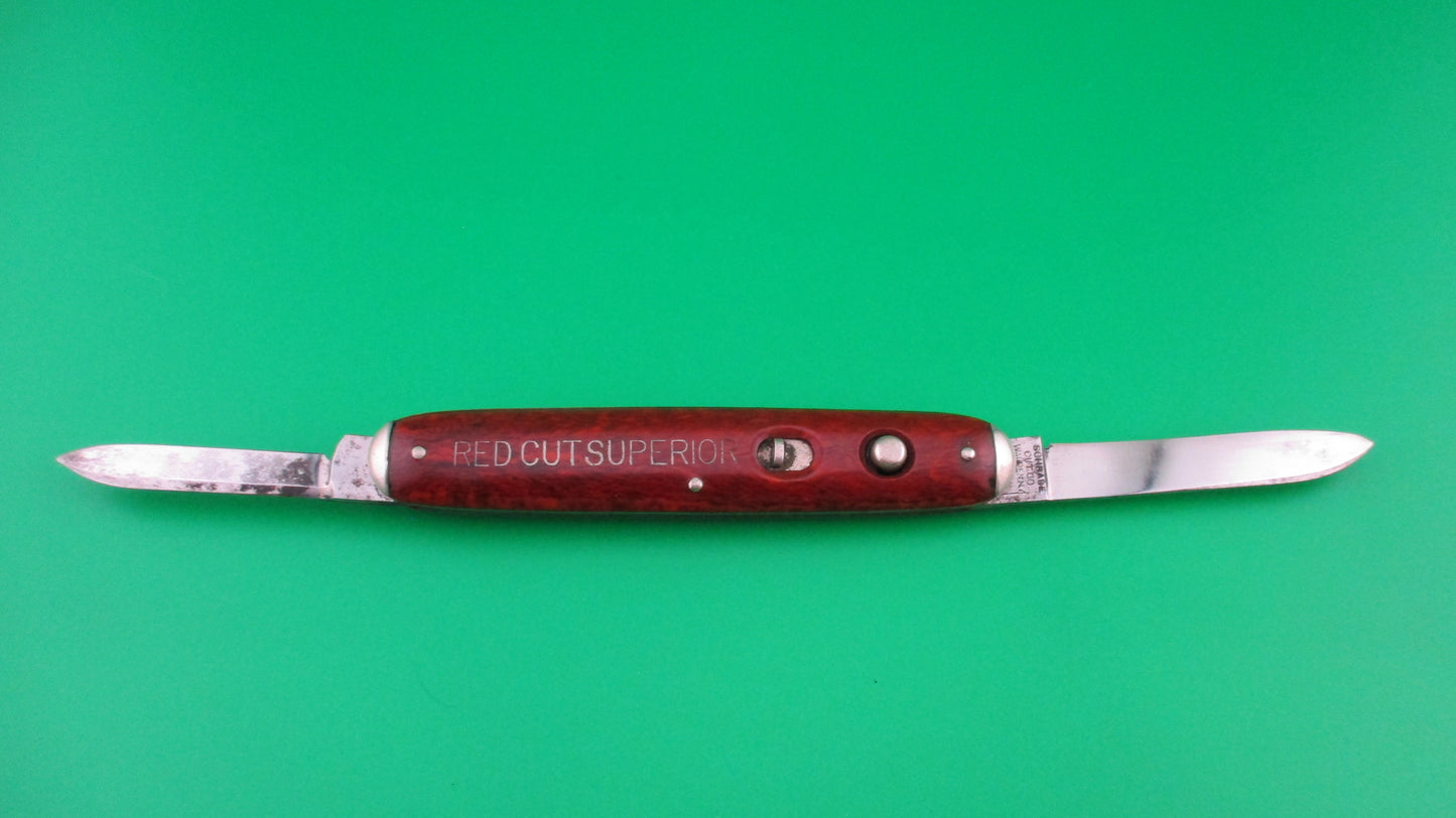 SCHRADE CUT CO Medium double Red Cut Superior Tobacco automatic knife