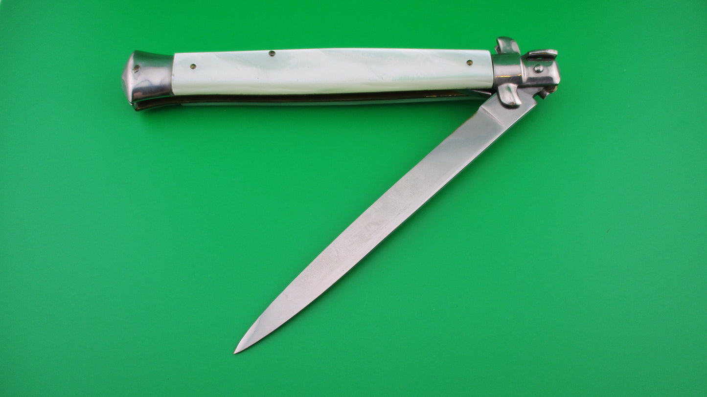 VIRGINIA INOX 33cm Italian Stiletto Pearlex swivel bolster vintage switchblade knife
