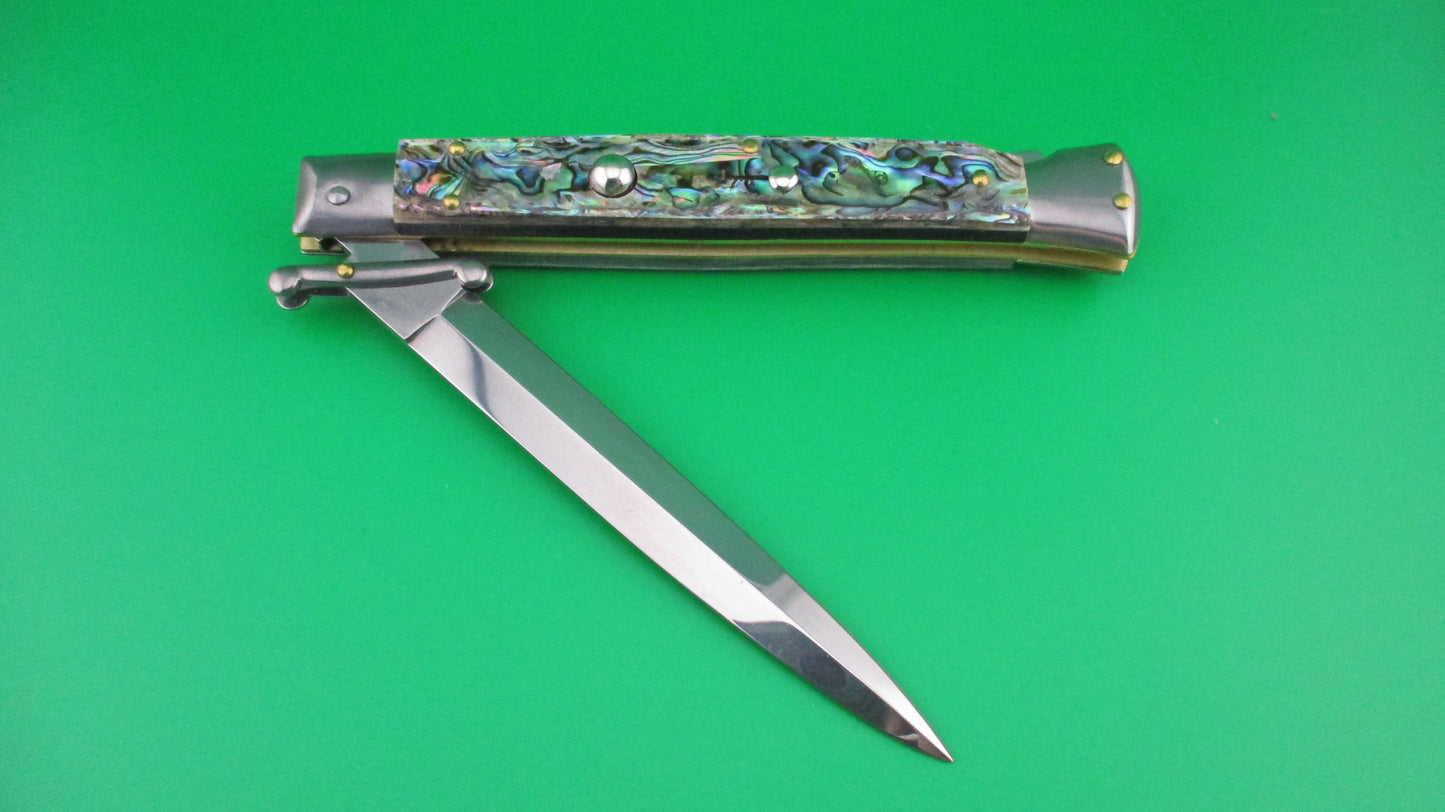 FRANK B ITALY 28cm Italian Swing guards Abalone Dagger blade automatic knife