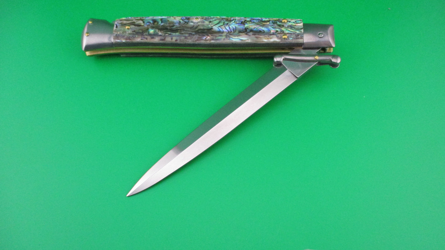 FRANK B ITALY 28cm Italian Swing guards Abalone Dagger blade automatic knife