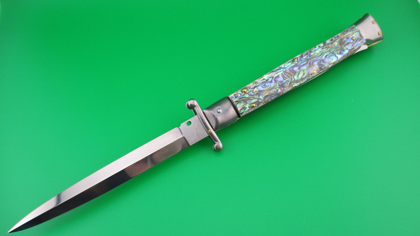 FRANK B ITALY 28cm Italian Swing guards Abalone Dagger blade automatic knife