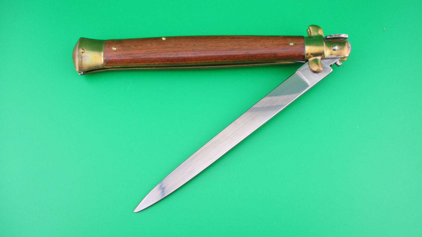 INOX ITALY STAINLESS 33cm Italian Swivel Bolster Wood Brass switchblade knife