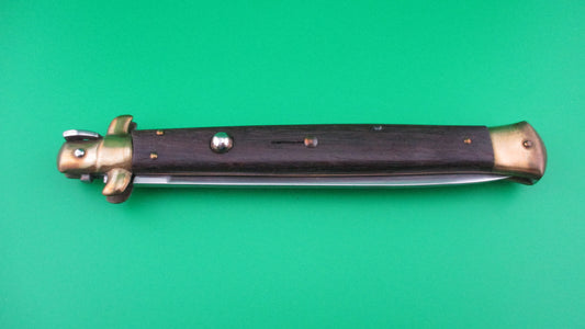 B Rostfrei 33cm Italian Stiletto Swivel Bolster Wood Brass vintage automatic knife.