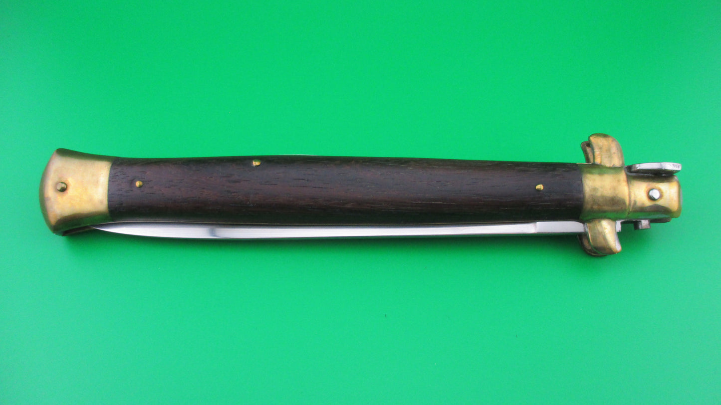 B Rostfrei 33cm Italian Stiletto Swivel Bolster Wood Brass vintage automatic knife.