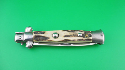 ITALY STAINLESS 22cm Italian swivel bolster Stag vintage automatic knife