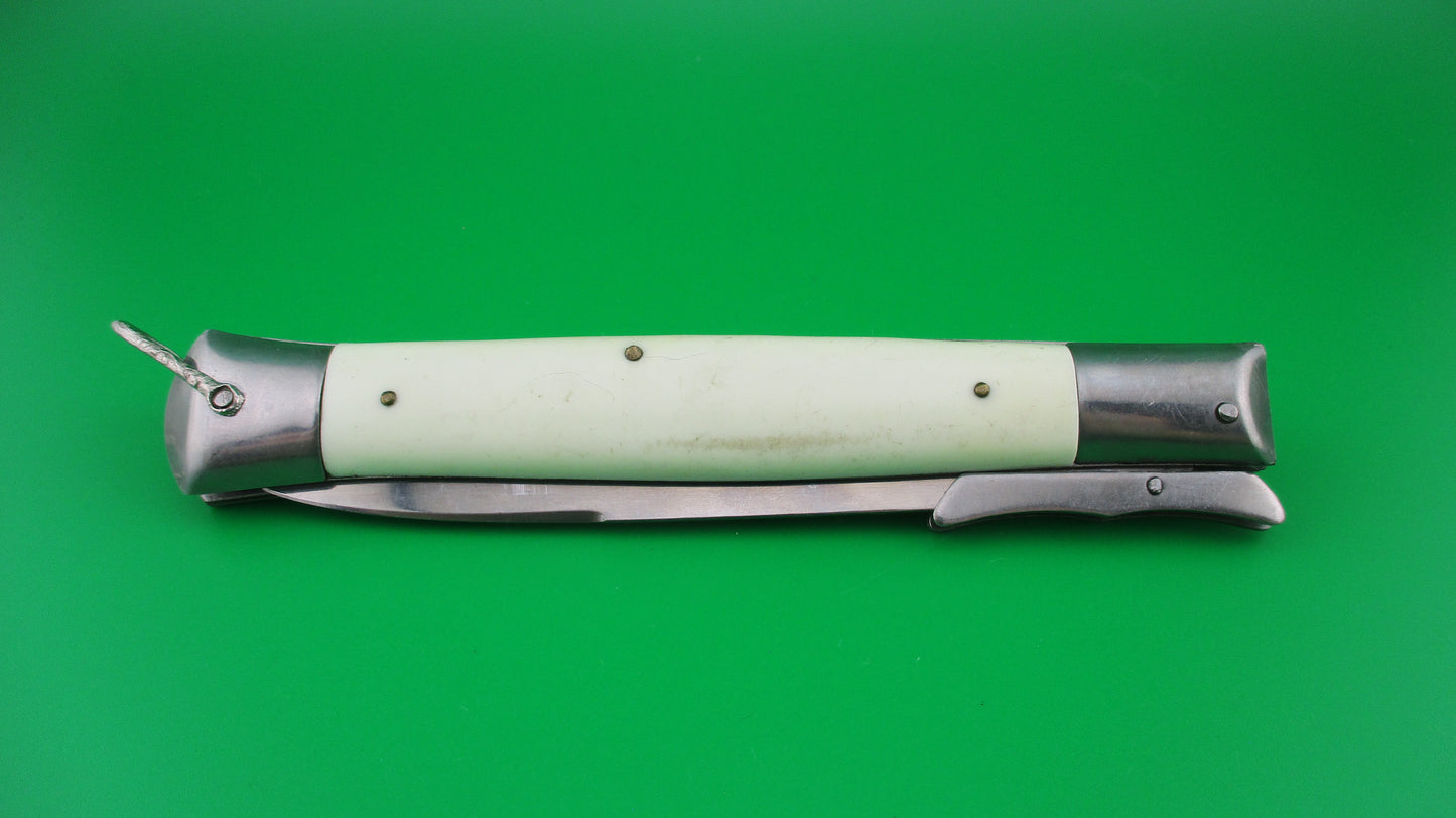 RIZZUTO STAINLESS STEEL 11 inch Swing Guard Batwing White Vintage automatic knife